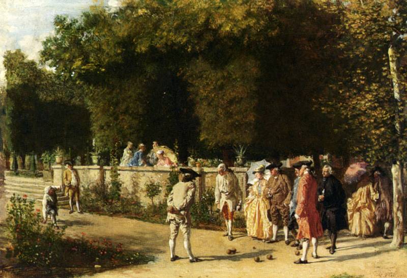 Playing Jeu De Boules, vintage artwork by Jean-Louis Ernest Meissonier, A3 (16x12") Poster Print