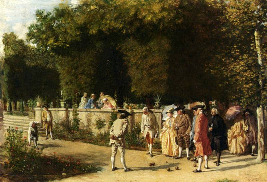 Playing Jeu De Boules, vintage artwork by Jean-Louis Ernest Meissonier, A3 (16x12") Poster Print