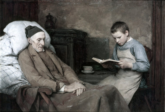 The Grandpa, vintage artwork by Albert Anker, 12x8" (A4) Poster