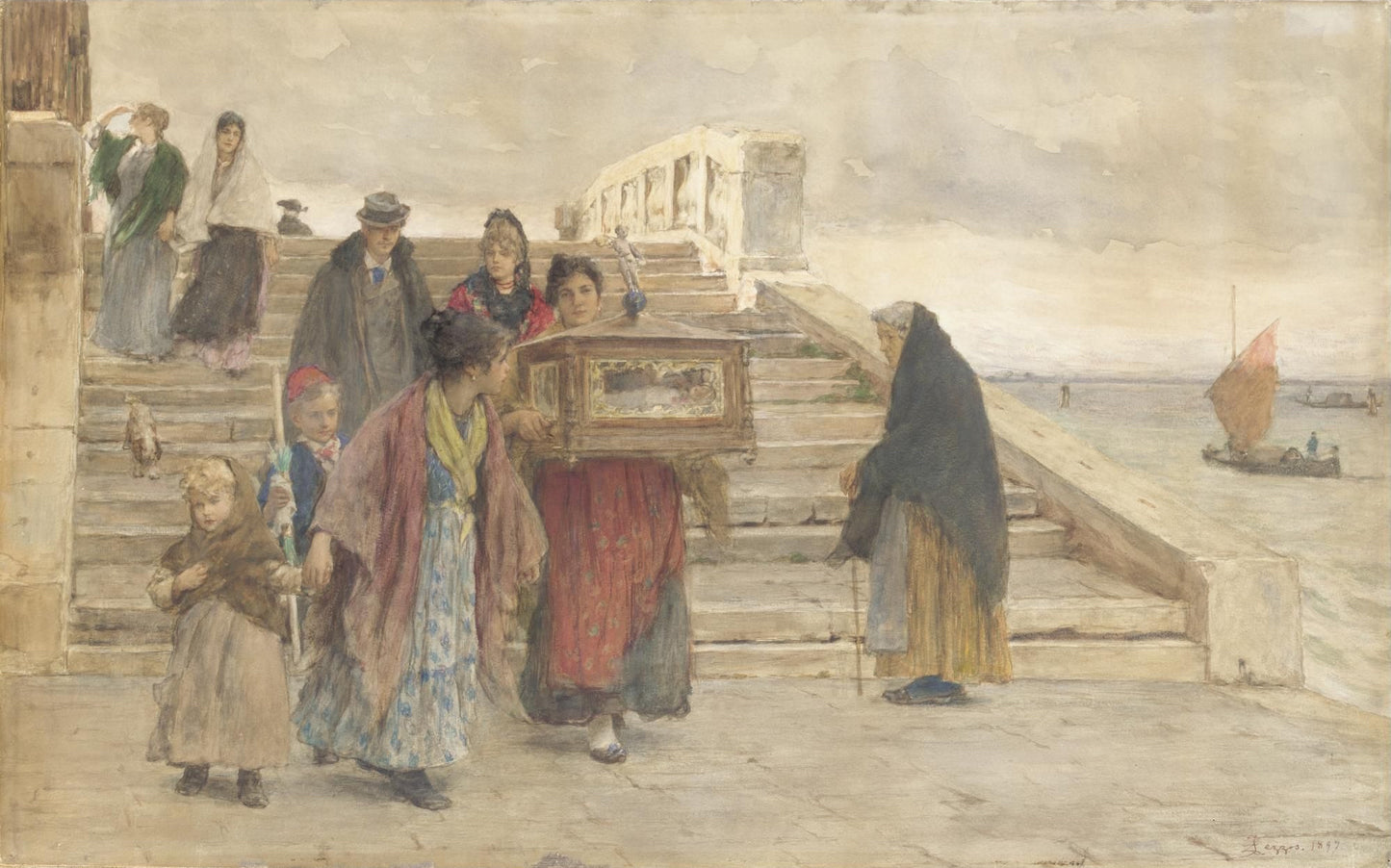 Battesimo a chioggia, vintage artwork by Alessandro Zezzos, 12x8" (A4) Poster