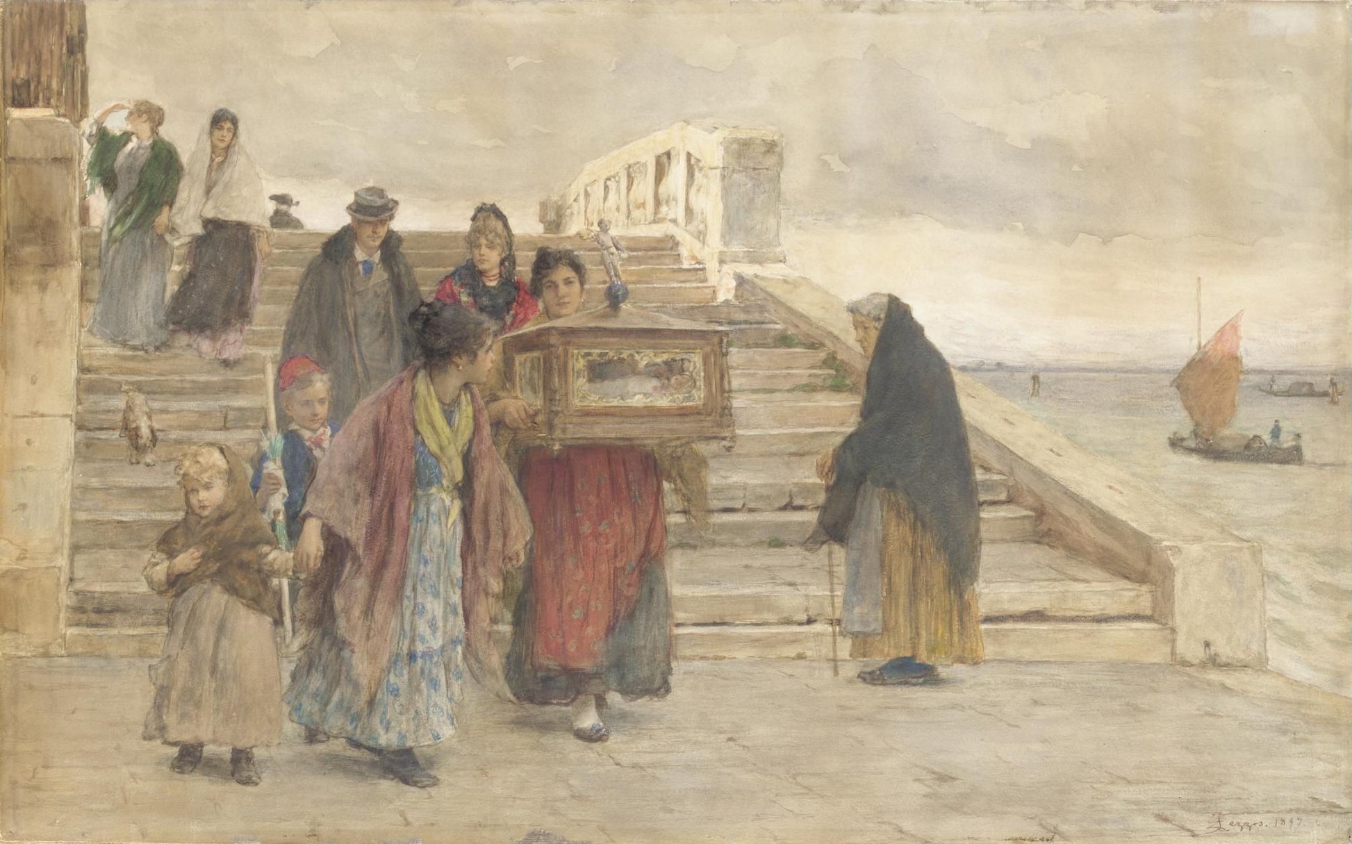 Battesimo a chioggia, vintage artwork by Alessandro Zezzos, 12x8" (A4) Poster