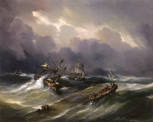 Ship in Distress, vintage artwork by Theodore Gudin, A3 (16x12") Poster Print