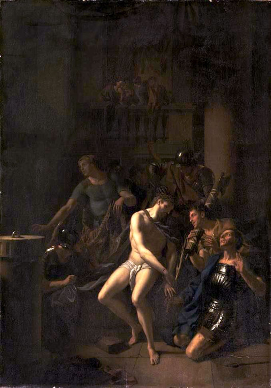The Crowning with Thorns of Christ, vintage artwork by Adriaen van der Werff, 12x8" (A4) Poster