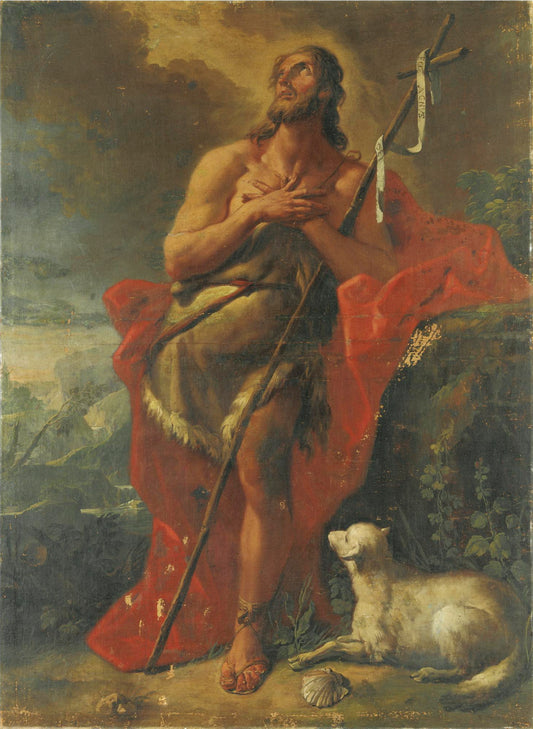Saint-John the Baptist, vintage artwork by Gaspare Diziani, 12x8" (A4) Poster