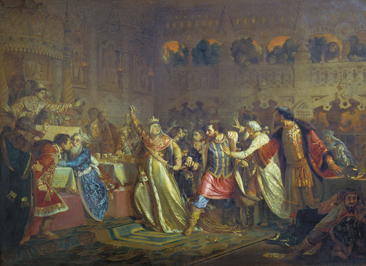 The Wedding of Grand Prince Vasily, 1433, vintage artwork by Pavel Chistyakov, 12x8" (A4) Poster