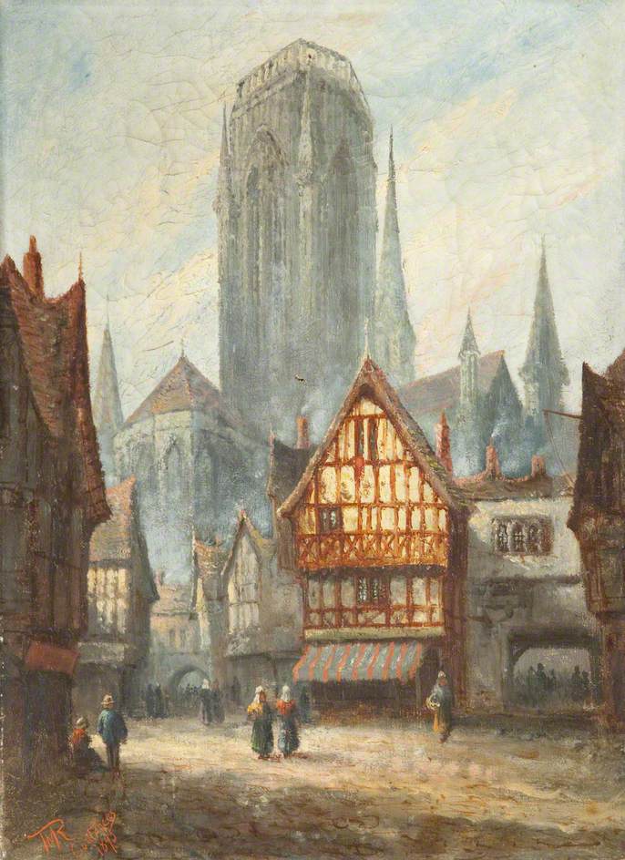 Coutances, vintage artwork by Thomas Matthews Rooke, 12x8" (A4) Poster