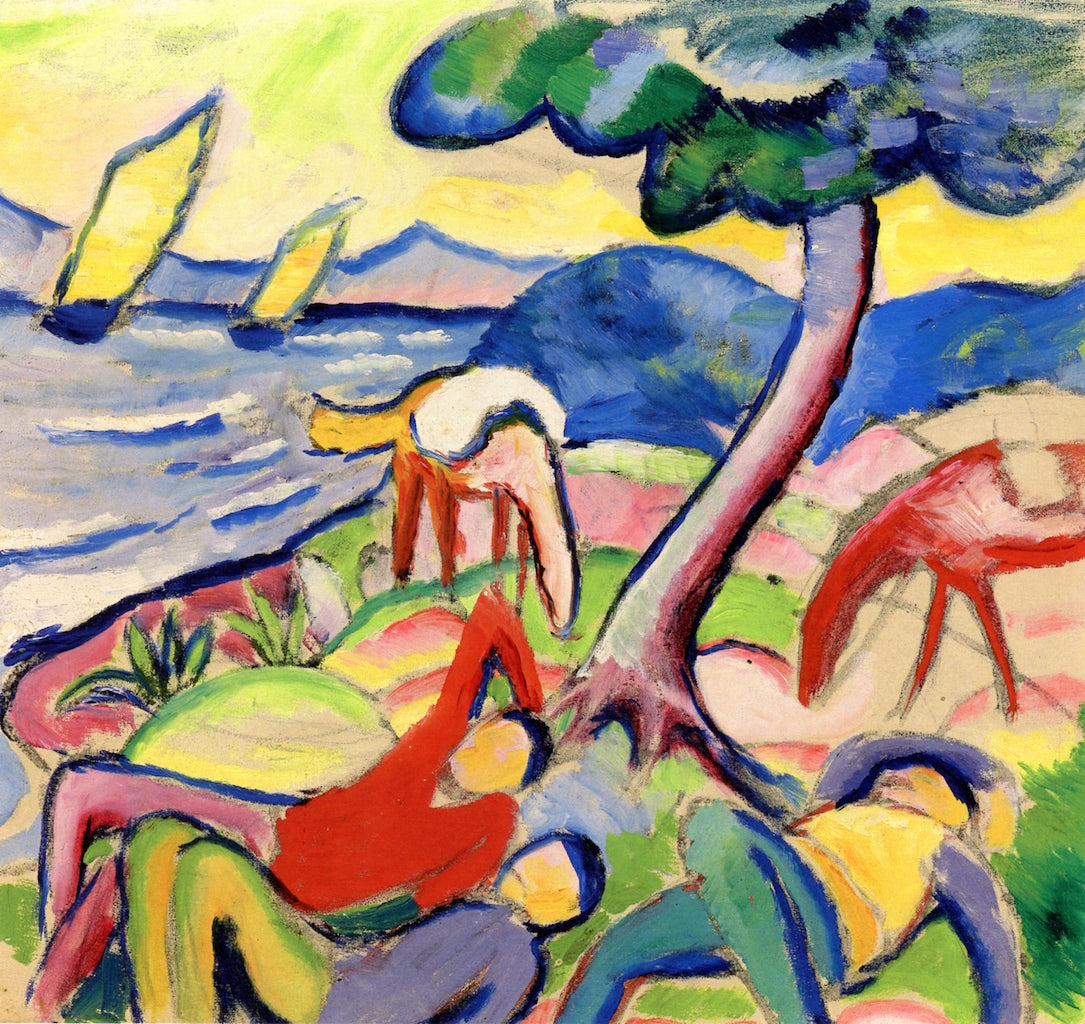 Sleeping Riders, vintage artwork by August Macke, 12x8" (A4) Poster