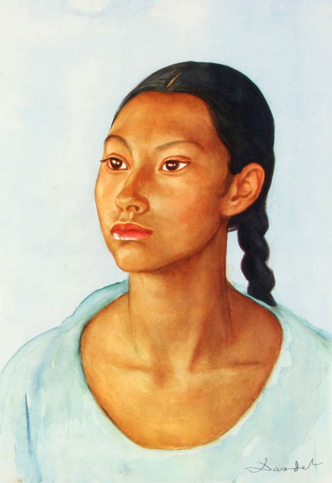 Mexican Girl, vintage artwork by Nils Dardel, 12x8" (A4) Poster