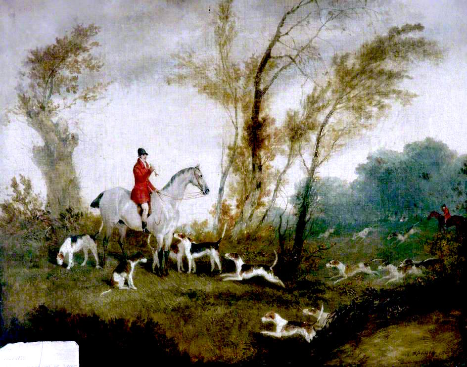 Calling Hounds Out of Cover, vintage artwork by Richard Barrett Davis, 12x8" (A4) Poster