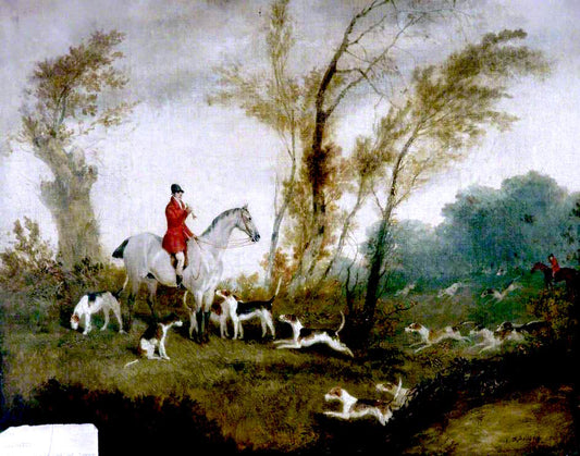 Calling Hounds Out of Cover, vintage artwork by Richard Barrett Davis, 12x8" (A4) Poster