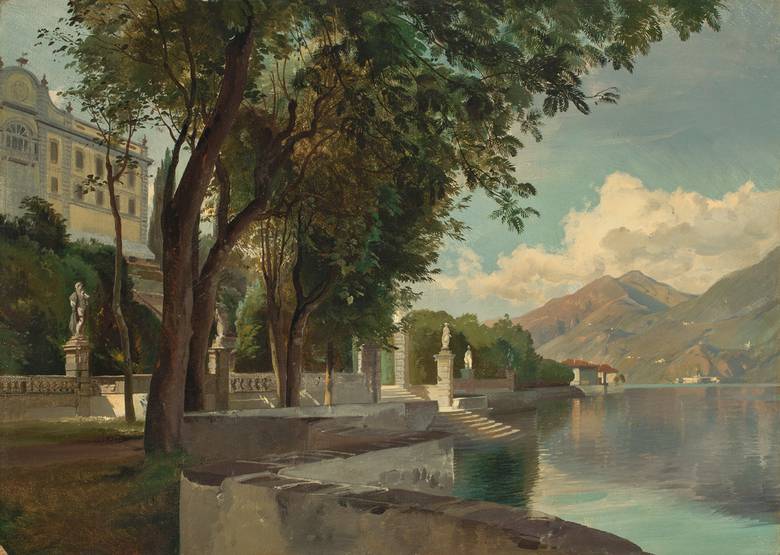 Villa Carlotta on Comer See, vintage artwork by Carl Maria Nicolaus Hummel, A3 (16x12") Poster Print