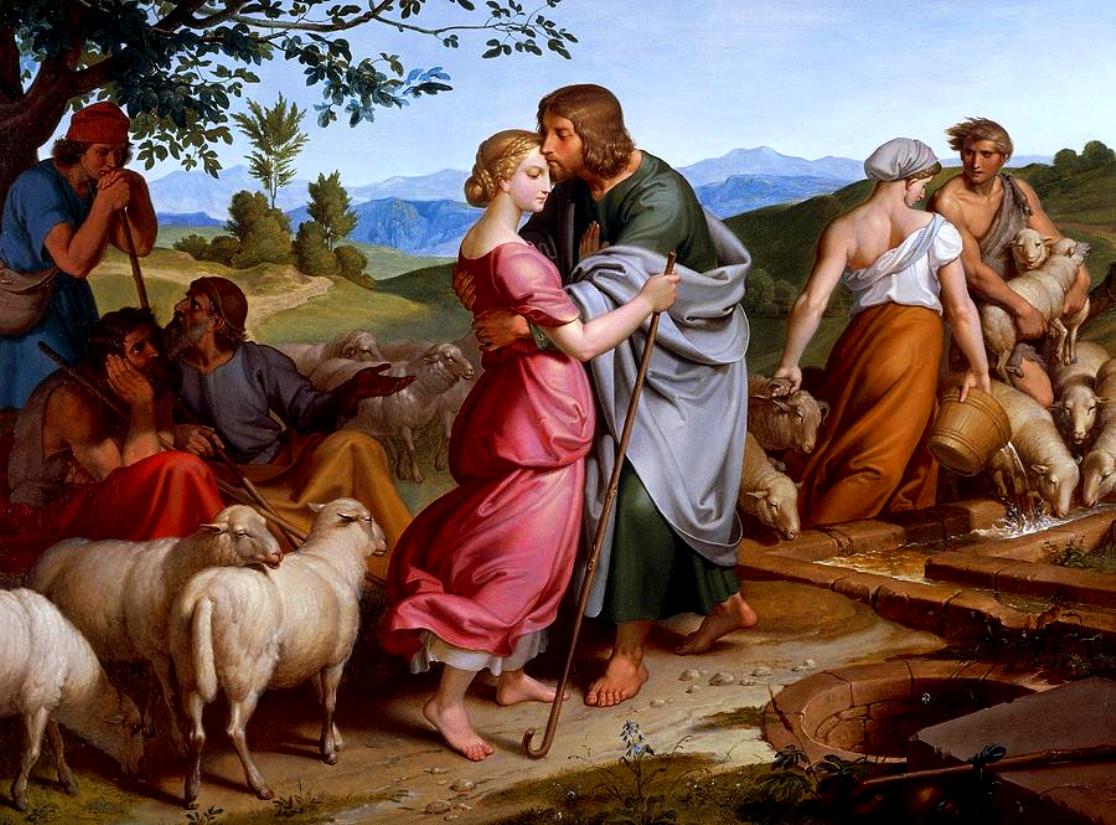 Jacob Encountering Rachel with her Father's Herds, vintage artwork by Joseph von Führich, A3 (16x12") Poster Print