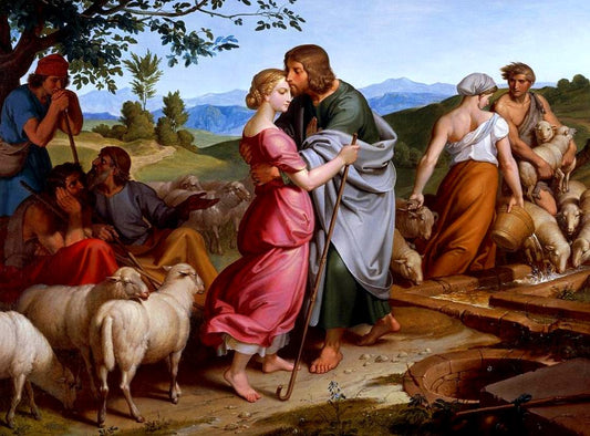 Jacob Encountering Rachel with her Father's Herds, vintage artwork by Joseph von Führich, A3 (16x12") Poster Print