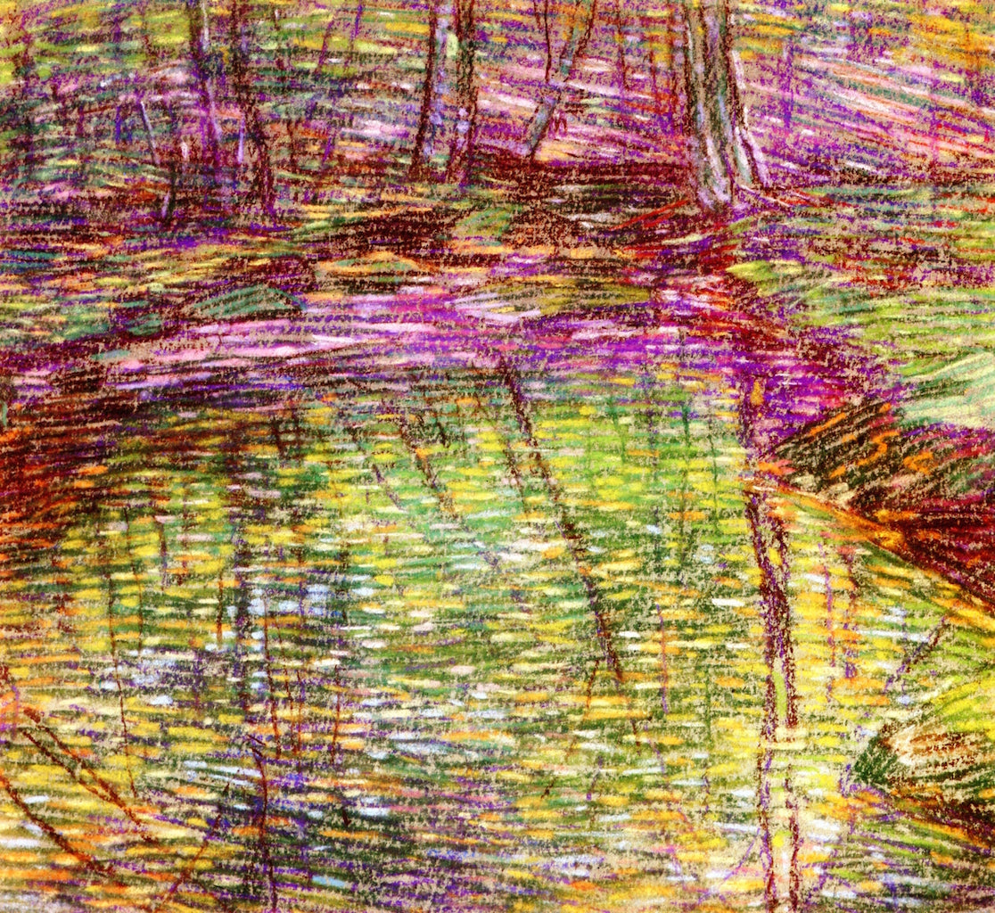 Sun Dappled Pond in Kaelin's Wood, vintage artwork by Charles Salis Kaelin, 12x8" (A4) Poster
