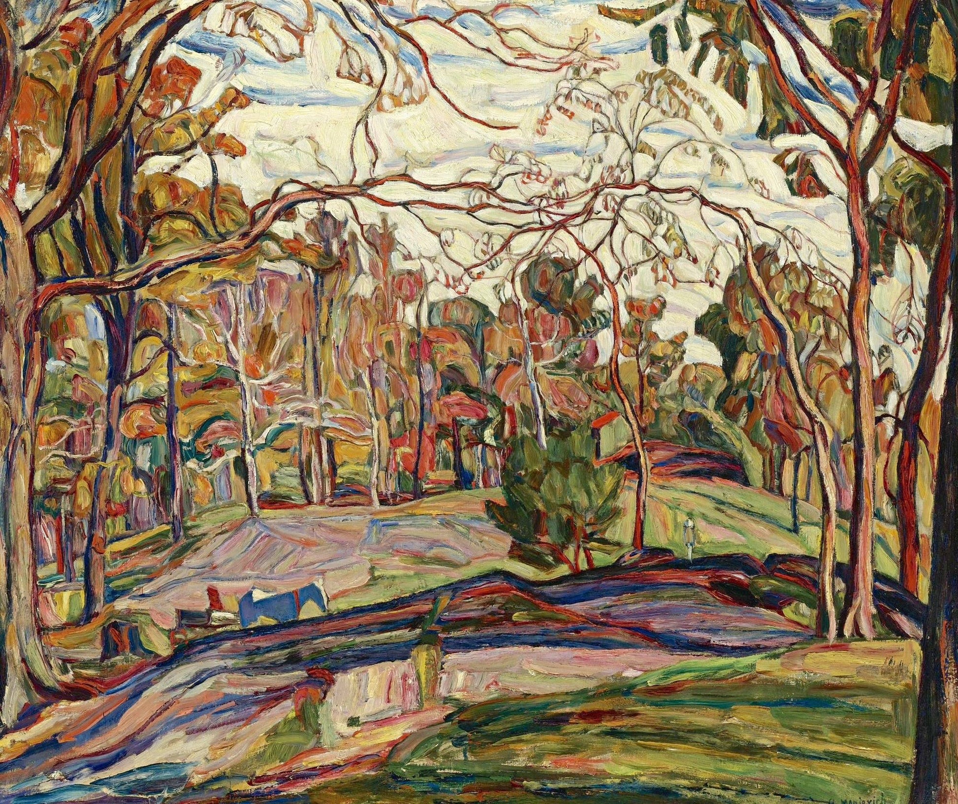 Lyrical Landscape, vintage artwork by Abraham A. Manievich, 12x8" (A4) Poster