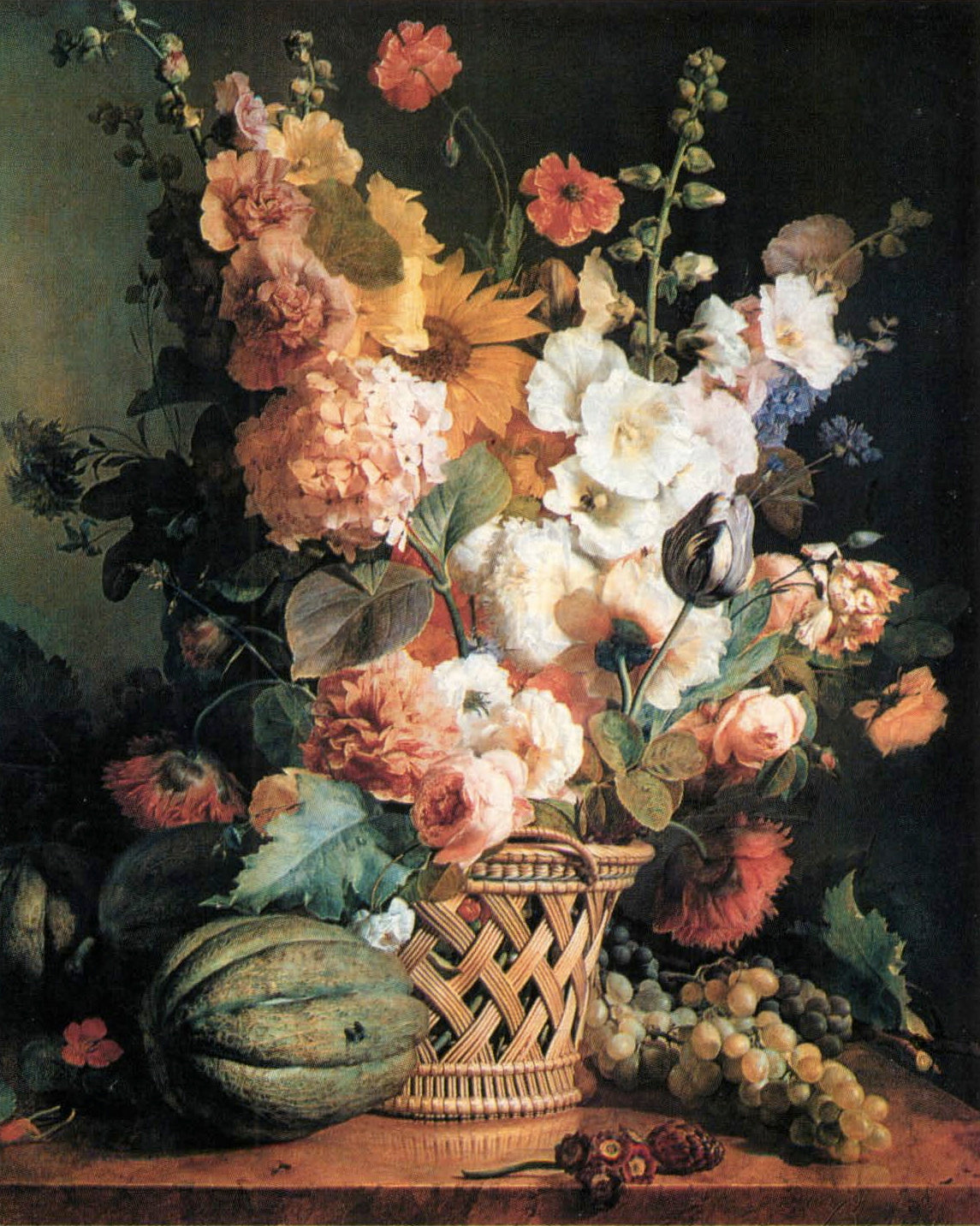 Fruit and Flowers in a Basket, vintage artwork by Antoine Berjon, 12x8" (A4) Poster