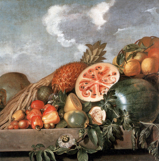 Pineapple, watermelons and other fruits, vintage artwork by Albert Eckhout, 12x8" (A4) Poster