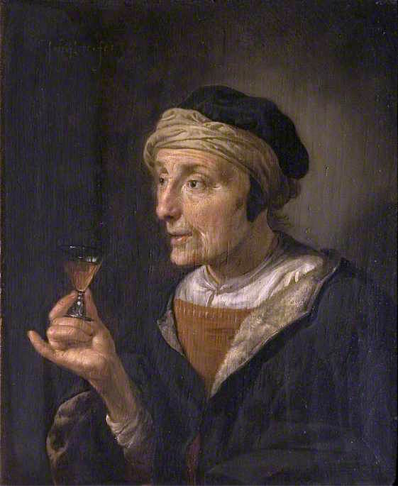 Portrait of a Woman Holding a Glass, vintage artwork by Jan van Bijlert, 12x8" (A4) Poster
