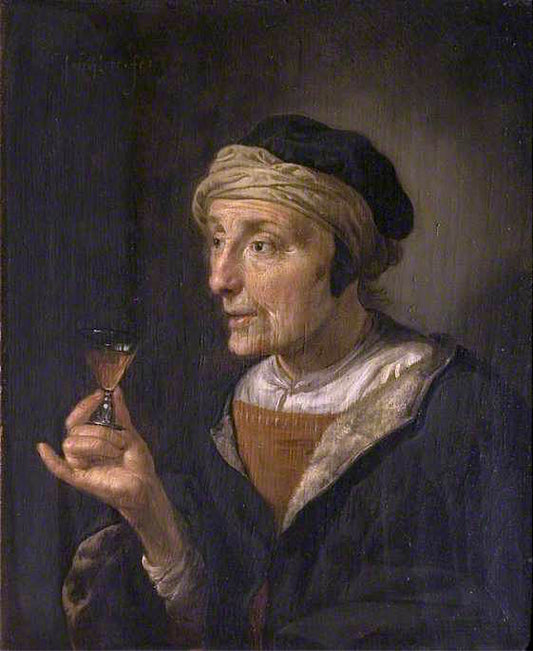 Portrait of a Woman Holding a Glass, vintage artwork by Jan van Bijlert, 12x8" (A4) Poster