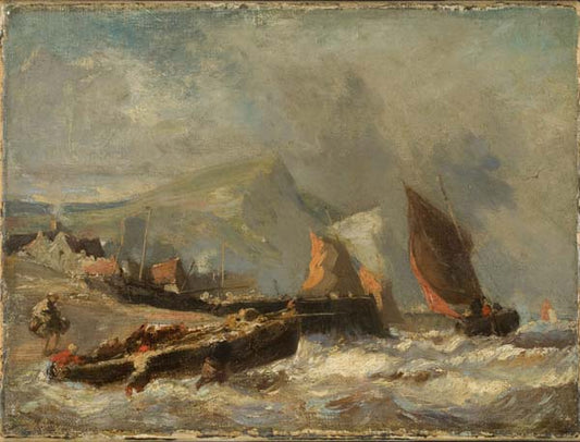 Sailboats, vintage artwork by Eugène Isabey, A3 (16x12") Poster Print