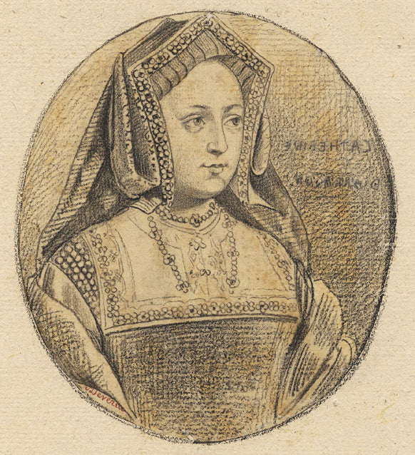 Catherine d'Aragon, vintage artwork by Achille Jacques-Jean-Marie Deveria, A3 (16x12") Poster Print