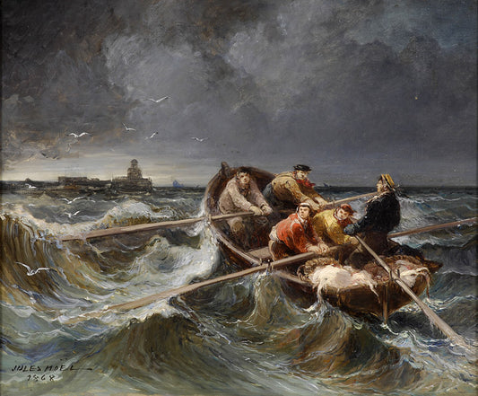 Breton fishing boat, vintage artwork by Jules Noel, A3 (16x12") Poster Print