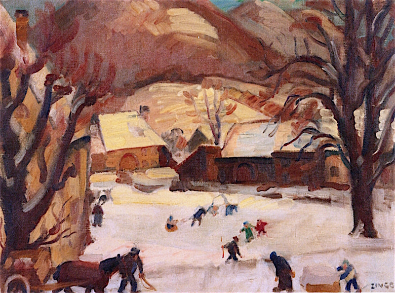 Landscape in Winter, vintage artwork by Jules-Emile Zingg, 12x8" (A4) Poster