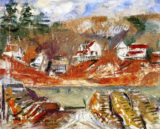 Saugatuck Boats, vintage artwork by Albert Henry Krehbiel, 12x8" (A4) Poster