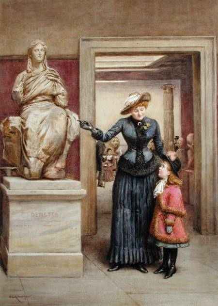 At the British Museum, vintage artwork by George Goodwin Kilburne, 12x8" (A4) Poster