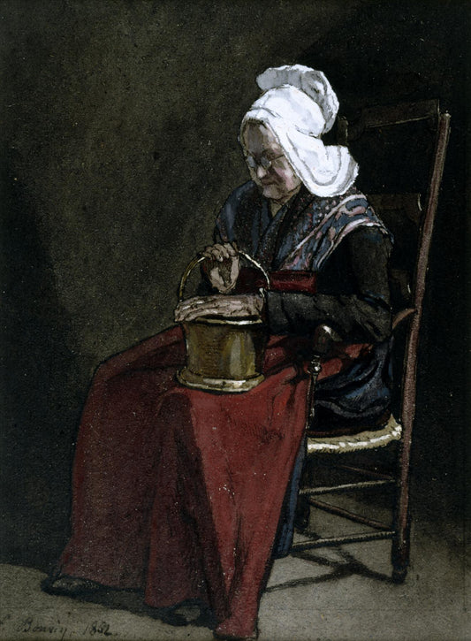 Old Woman with Copper Pot, vintage artwork by François Bonvin, A3 (16x12") Poster Print