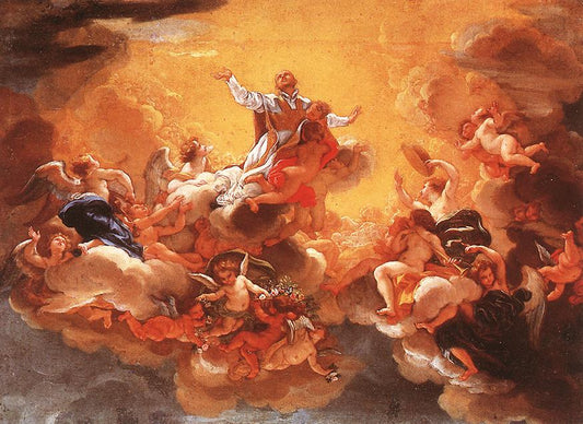 Apotheosis of St Ignatius, vintage artwork by Giovanni Battista Gaulli, 12x8" (A4) Poster