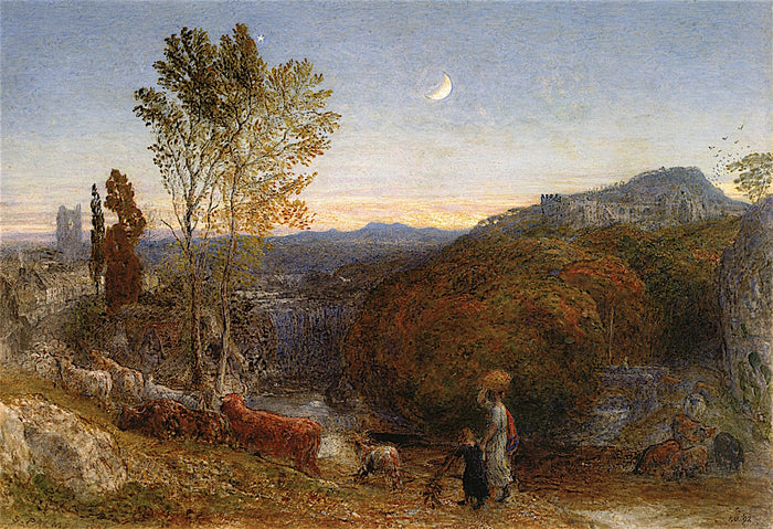 Going Home at Curfew Time, vintage artwork by Samuel Palmer, A3 (16x12