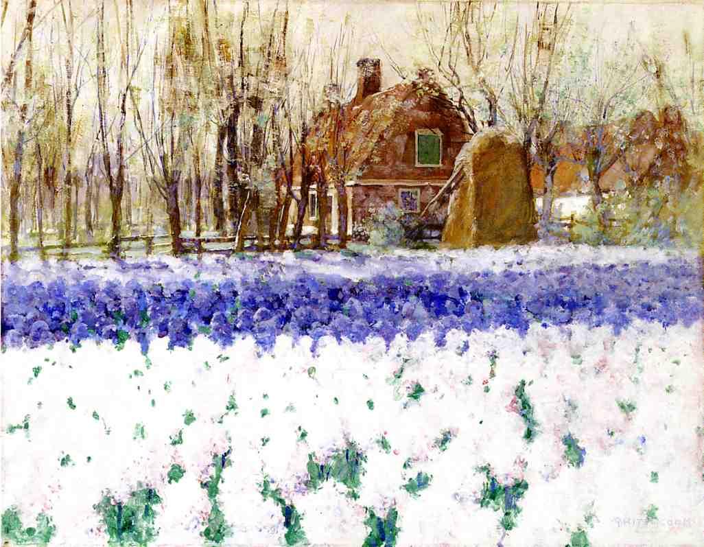 Cottage with Hyacinths, vintage artwork by George Hitchcock, 12x8" (A4) Poster