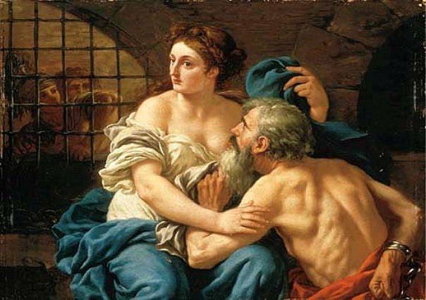 Roman Charity, vintage artwork by Jean-Jacques Lagrenee, 12x8" (A4) Poster