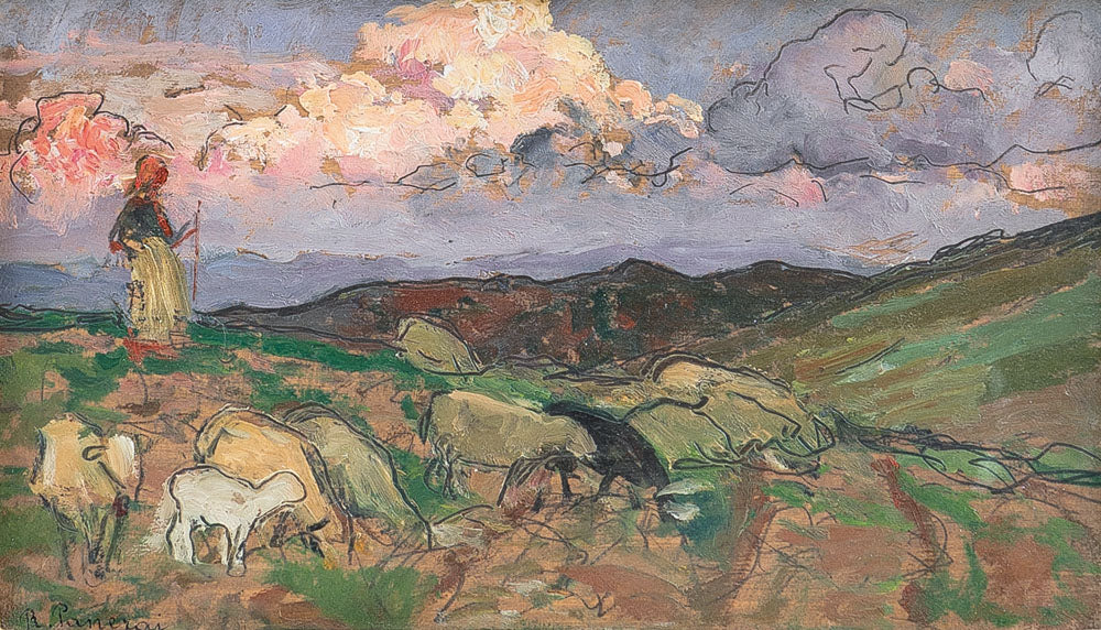 Pasture at Sunset by Ruggero Panerai,A3(16x12")Poster