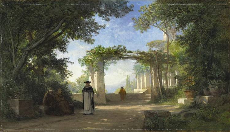 Terrasse de couvent en Italie, vintage artwork by Auguste Paul Charles Anastasi, A3 (16x12") Poster Print