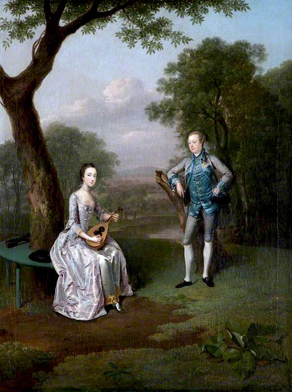 Sir Nathaniel, and Lady Caroline Curzon, vintage artwork by Arthur Devis, 12x8" (A4) Poster
