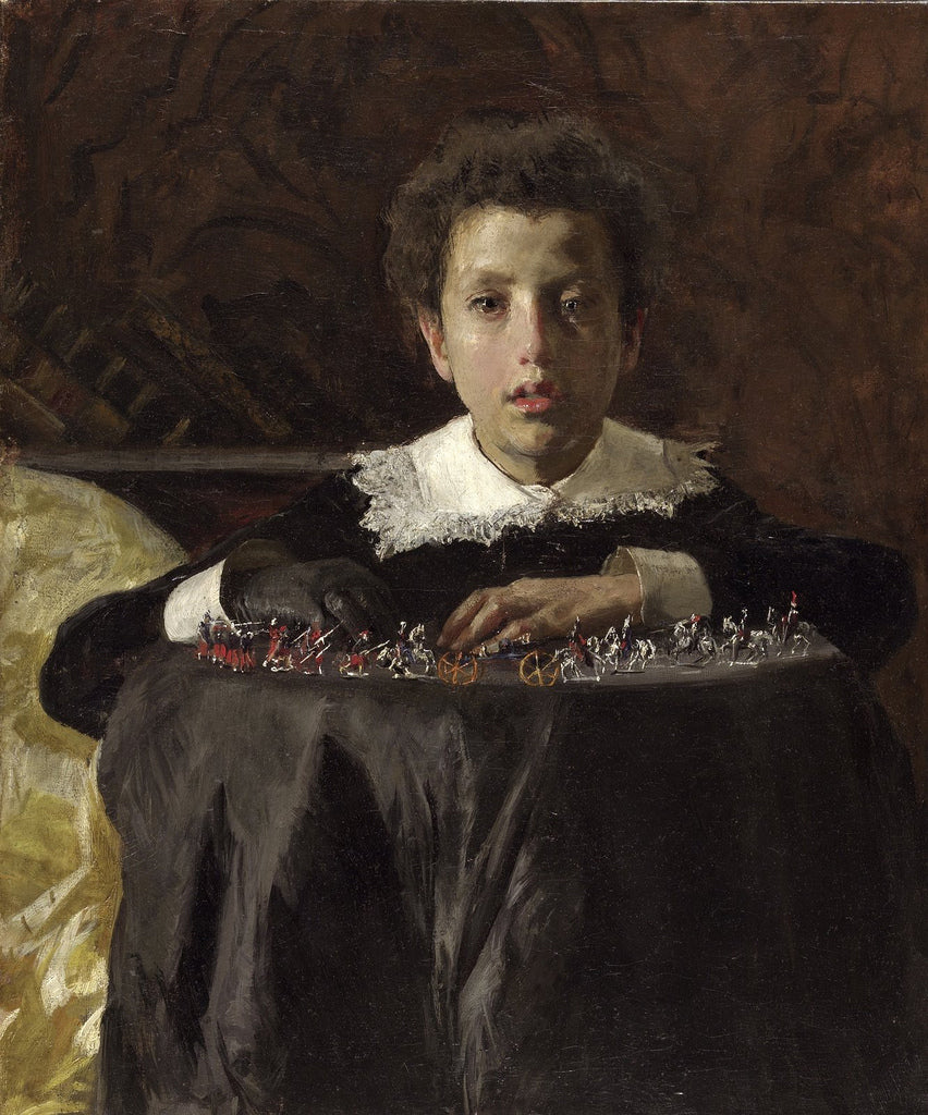 Boy with Toy Soldiers by Antonio Mancini,A3(16x12")Poster