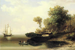 A Blockade Runner Beached, vintage artwork by Xanthus Russell Smith, 12x8" (A4) Poster