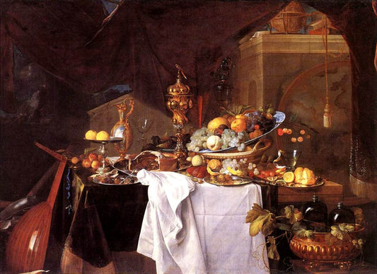 A Table of Desserts, vintage artwork by Jan Davidsz. de Heem, 12x8" (A4) Poster