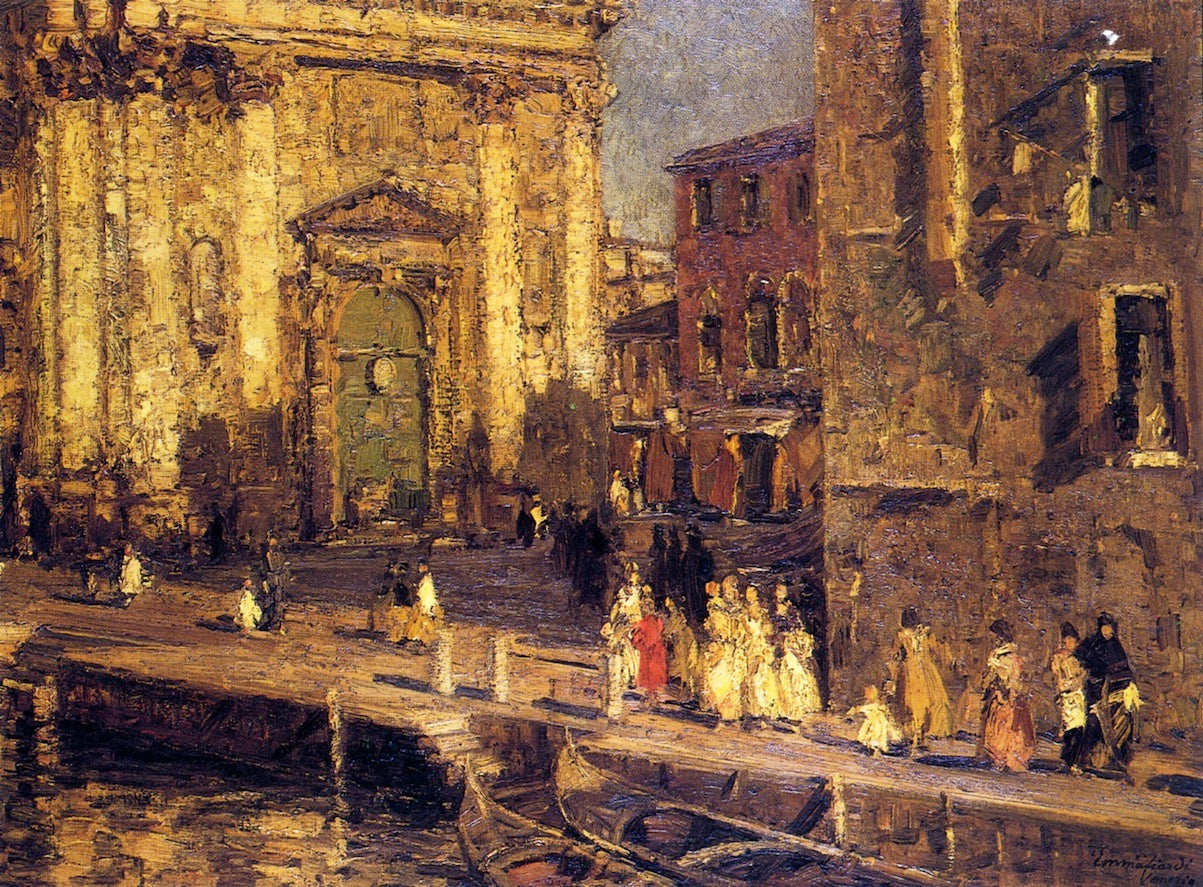 Campo San Barnaba, vintage artwork by Emma Ciardi, 12x8" (A4) Poster