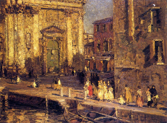 Campo San Barnaba, vintage artwork by Emma Ciardi, 12x8" (A4) Poster