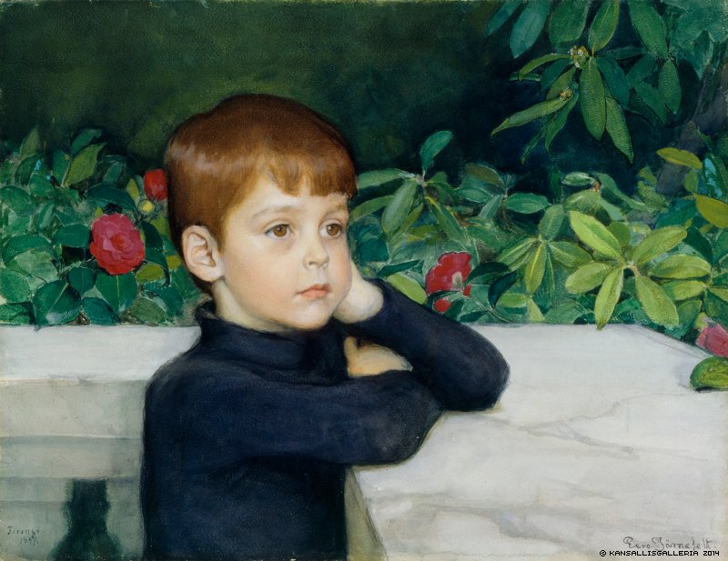 Portrait of the Artist's Son (Heikki Järndfelt), vintage artwork by Eero Järnefelt, 12x8" (A4) Poster