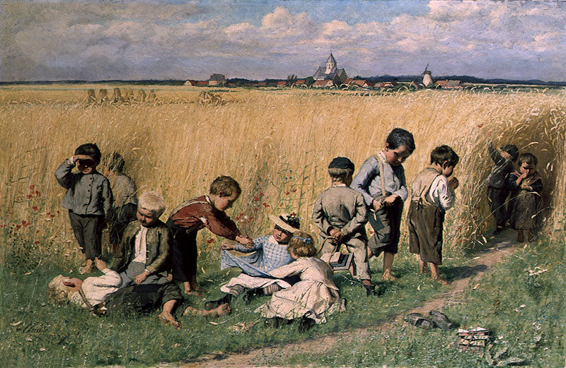 On the Way to School, vintage artwork by Emile Claus, 12x8" (A4) Poster
