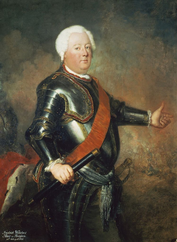 Portrait of Frederick William I of Prussia, vintage artwork by Antoine Pesne, 12x8" (A4) Poster