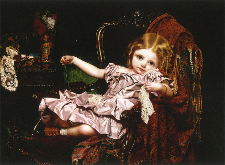 The Lace Handkerchief, vintage artwork by Sophie Gengembre Anderson, 12x8" (A4) Poster