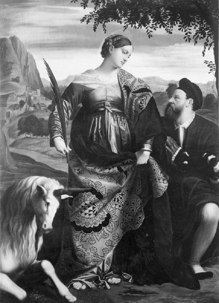 Copy of Saint Justina by  Alessandro Buonvicino, called Moretto, vintage artwork by Johann Heinrich Ferdinand Olivier, 12x8" (A4) Poster