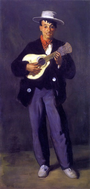 Gypsy With Guitar, vintage artwork by Philip Leslie Hale, 12x8" (A4) Poster