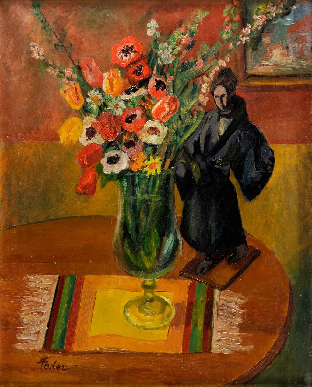 Still Life with a Japanese Doll by Adolphe Feder,16x12(A3) Poster