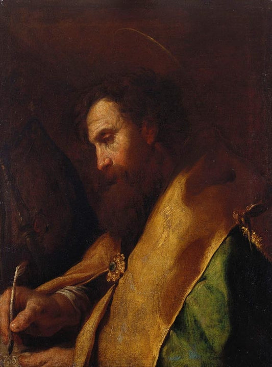 A Bishop Saint Writing, vintage artwork by Domenico Fetti, 12x8" (A4) Poster